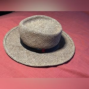 Vintage straw woven Boater Hat Small